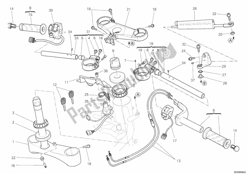 Toutes les pièces pour le Guidon du Ducati Superbike 1198 SP USA 2011